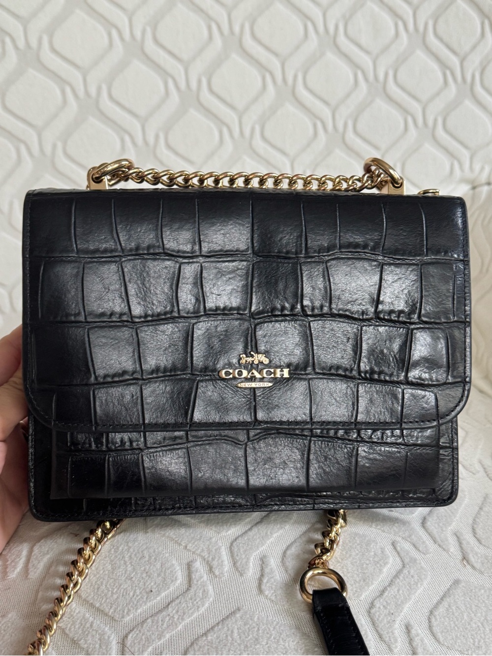 Coach Mini Klare Croc embossed Chain bag
